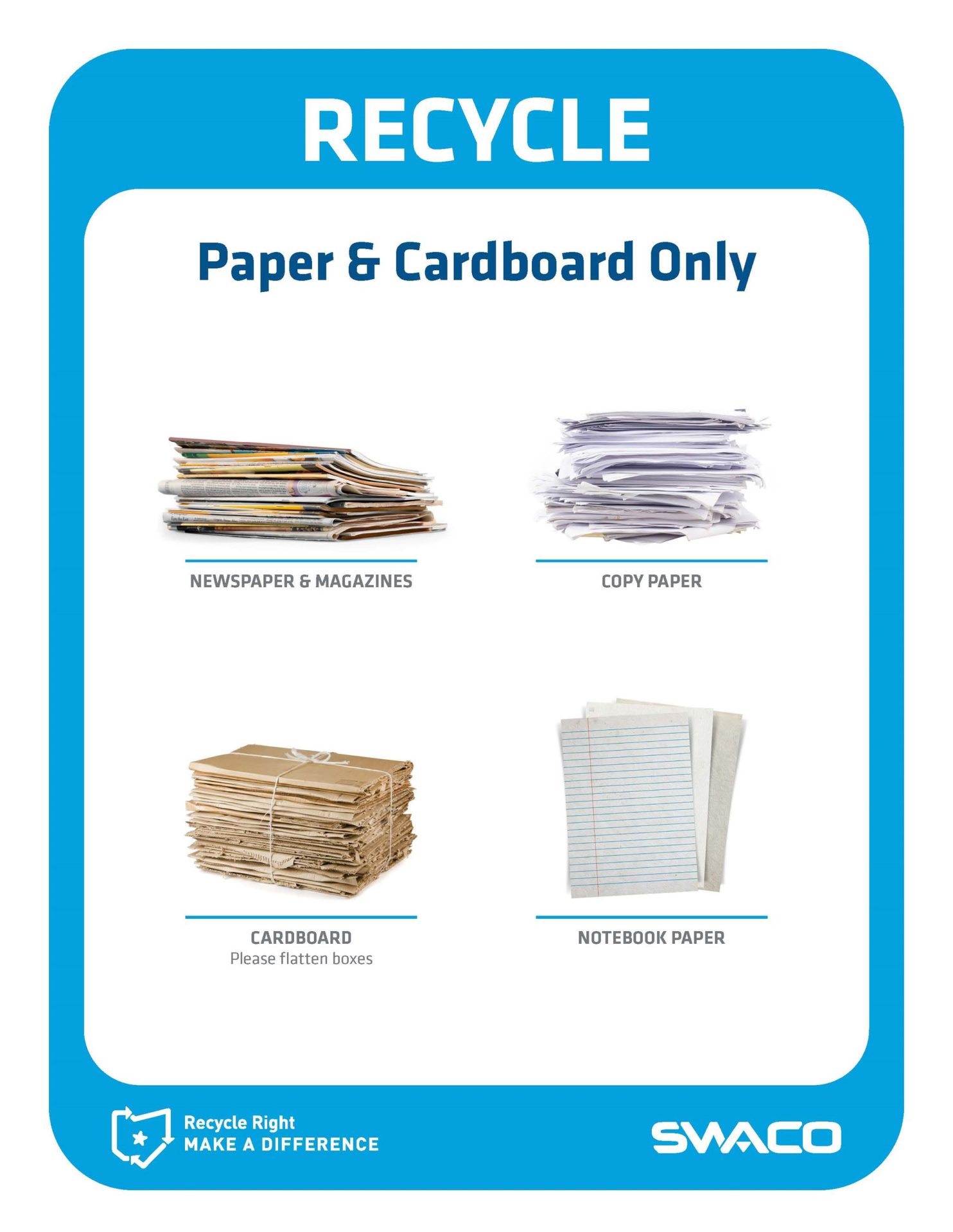 Classroom Recycle Paper and Cardboard Only Poster