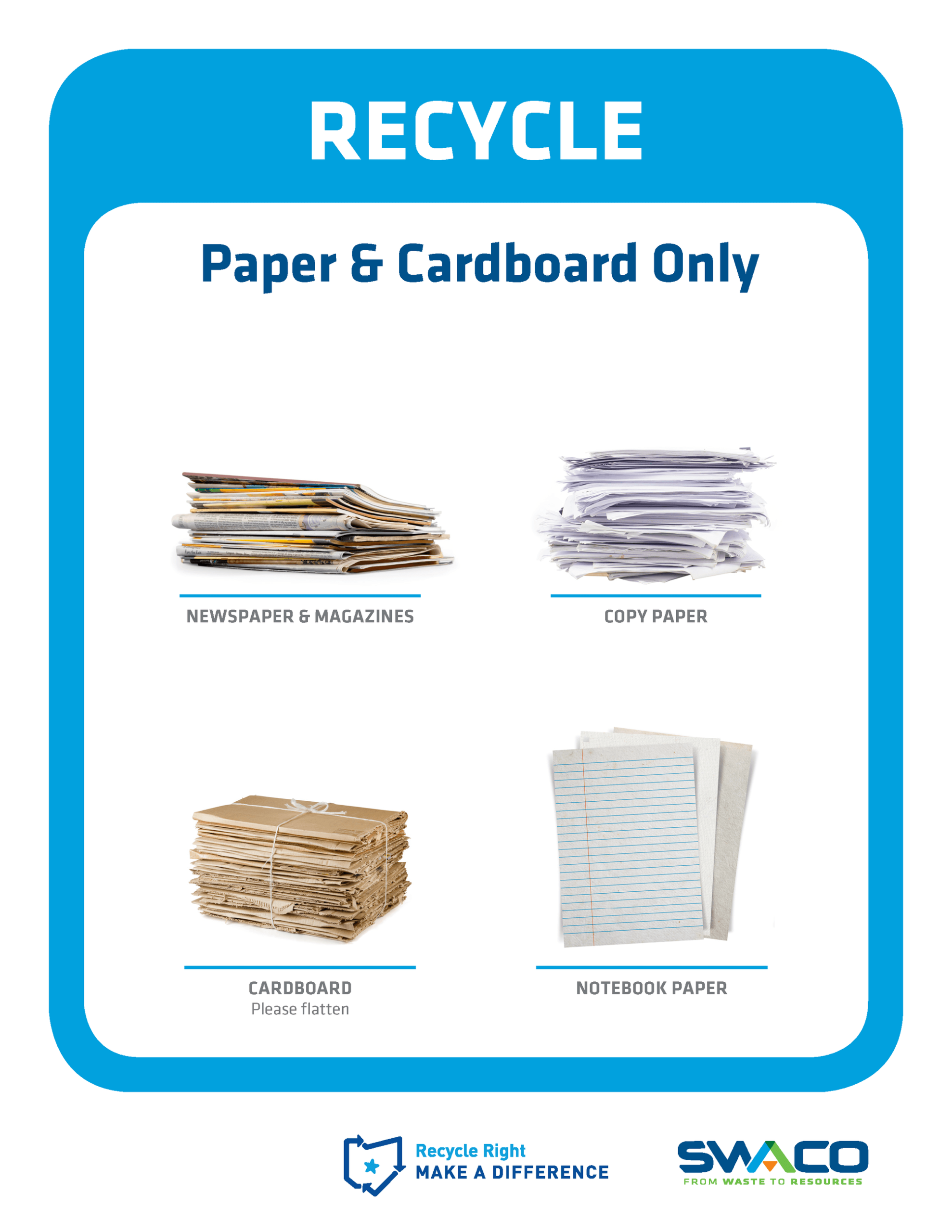Recycle Signage Paper and Cardboard Only