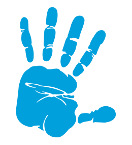 Blue handprint