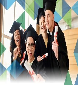 College students in graduation outfits