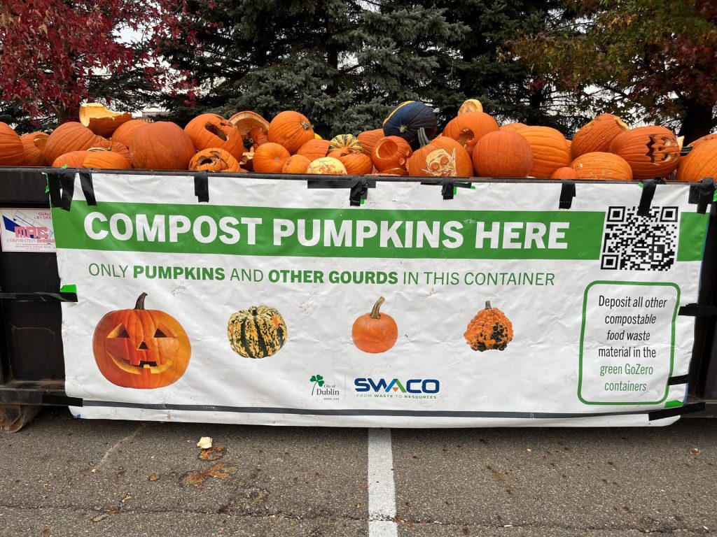 A table for composting pumpkins