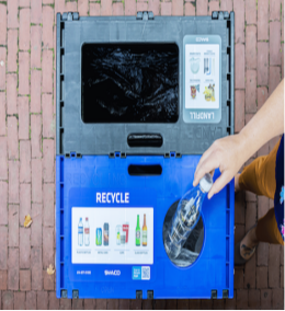 Bins split into recycling and landfill