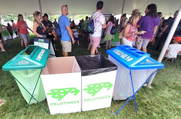 Recycling bins at Pelotonia.