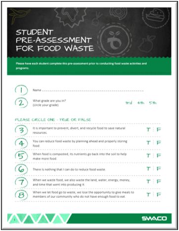 Student Pre Assessment for Food Waste