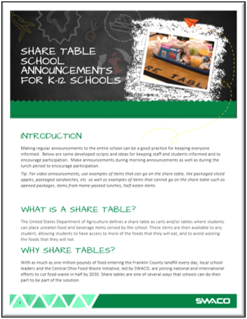 Share Table School Announcements for K-12 Schools