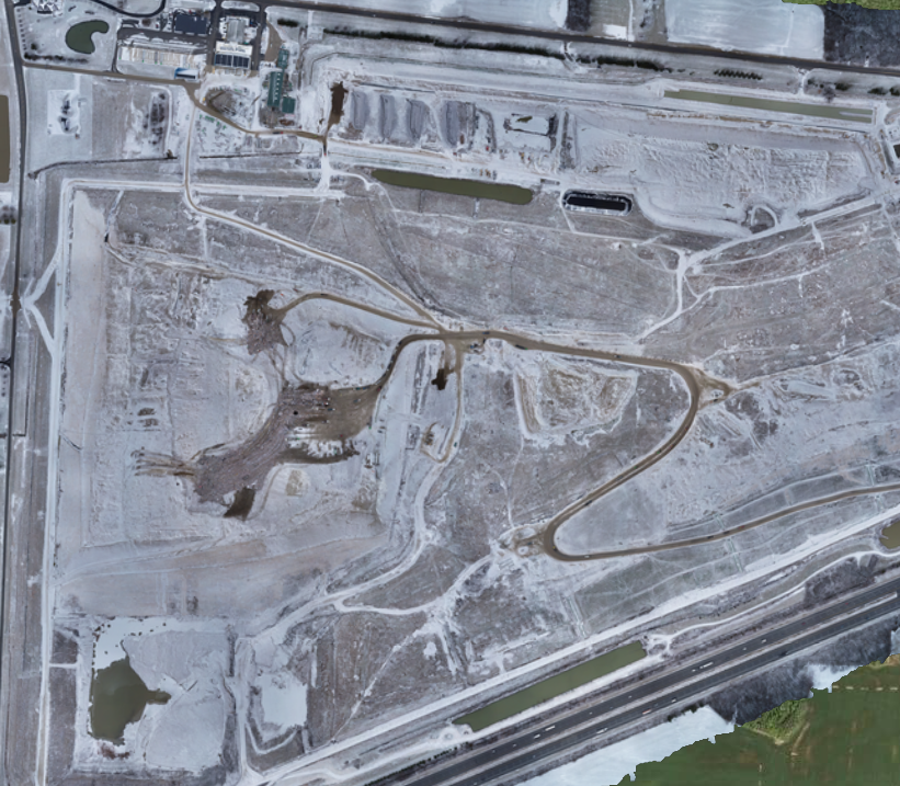 The Franklin County Sanitary Landfill covered in snow