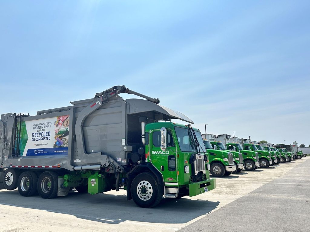 Recycling trucks.
