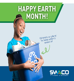 Woman holding a recycling bin
