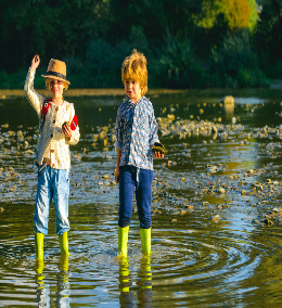 Two women in a pond