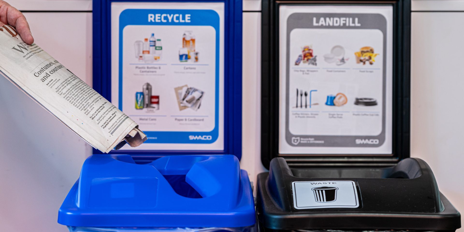 Recycling Newspaper in Waste Bin