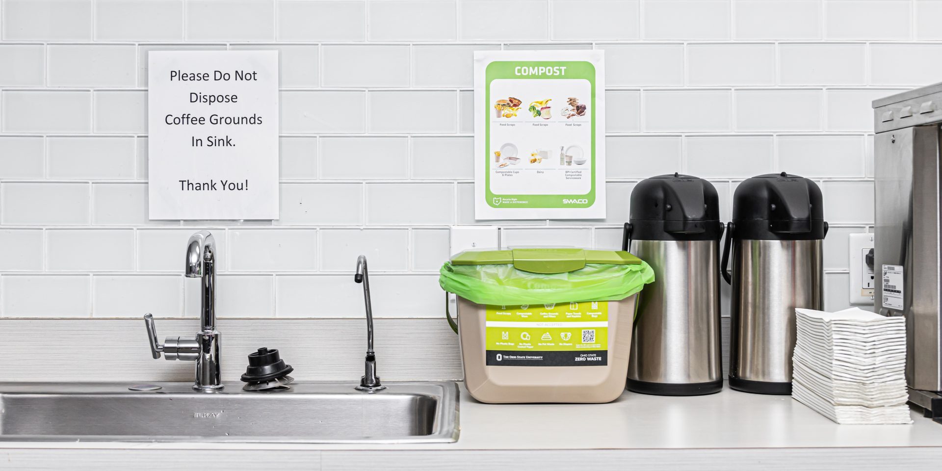 SWACO Kitchen Food Waste Bin and Signage